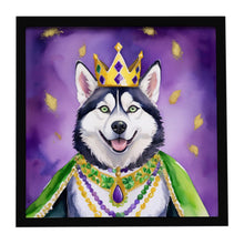 Load image into Gallery viewer, Siberian Husky King of Mardi Gras Framed Metal Print