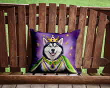 Load image into Gallery viewer, Siberian Husky King of Mardi Gras Throw Pillow - 14x14 Decorative Pillow – Art for Your Home &amp; Patio