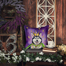 Load image into Gallery viewer, Siberian Husky King of Mardi Gras Throw Pillow - 14x14 Decorative Pillow – Art for Your Home &amp; Patio