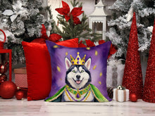 Load image into Gallery viewer, Siberian Husky King of Mardi Gras Throw Pillow