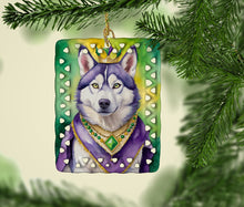 Load image into Gallery viewer, Siberian Husky King of Mardi Gras Porcelain Ornament