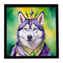 Load image into Gallery viewer, Siberian Husky King of Mardi Gras Framed Metal Print