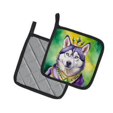 Load image into Gallery viewer, Siberian Husky King of Mardi Gras Pot Holders - Set of 2 Decorative Kitchen Helpers | Made in the USA