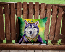 Load image into Gallery viewer, Siberian Husky King of Mardi Gras Throw Pillow - 14x14 Decorative Pillow – Art for Your Home &amp; Patio