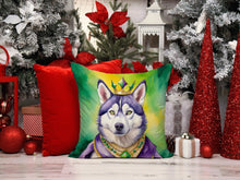 Load image into Gallery viewer, Siberian Husky King of Mardi Gras Throw Pillow - 14x14 Decorative Pillow – Art for Your Home &amp; Patio