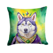 Load image into Gallery viewer, Siberian Husky King of Mardi Gras Throw Pillow - 14x14 Decorative Pillow – Art for Your Home &amp; Patio