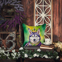 Load image into Gallery viewer, Siberian Husky King of Mardi Gras Throw Pillow