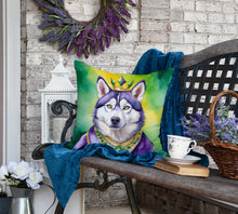 Load image into Gallery viewer, Siberian Husky King of Mardi Gras Throw Pillow