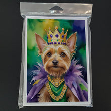 Load image into Gallery viewer, Silky Terrier King of Mardi Gras Greeting Cards - Blank Note Cards – 8-Pack of Artist-Designed Cards with Envelopes