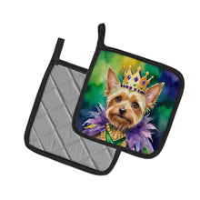 Load image into Gallery viewer, Silky Terrier King of Mardi Gras Pot Holders - Set of 2 Decorative Kitchen Helpers | Made in the USA