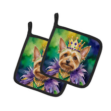 Load image into Gallery viewer, Silky Terrier King of Mardi Gras Pot Holders - Set of 2 Decorative Kitchen Helpers | Made in the USA