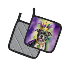 Load image into Gallery viewer, Staffordshire Bull Terrier King of Mardi Gras Pot Holders - Set of 2 Decorative Kitchen Helpers | Made in the USA