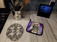 Load image into Gallery viewer, Staffordshire Bull Terrier King of Mardi Gras Pot Holders - Set of 2 Decorative Kitchen Helpers | Made in the USA