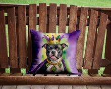 Load image into Gallery viewer, Staffordshire Bull Terrier King of Mardi Gras Throw Pillow - 14x14 Decorative Pillow – Art for Your Home &amp; Patio