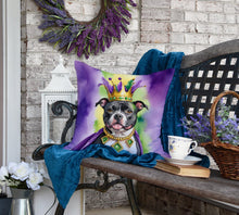 Load image into Gallery viewer, Staffordshire Bull Terrier King of Mardi Gras Throw Pillow