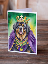 Load image into Gallery viewer, Tibetan Mastiff King of Mardi Gras Greeting Cards - Blank Note Cards – 8-Pack of Artist-Designed Cards with Envelopes