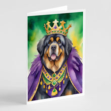 Load image into Gallery viewer, Tibetan Mastiff King of Mardi Gras Greeting Cards - Blank Note Cards – 8-Pack of Artist-Designed Cards with Envelopes