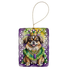Load image into Gallery viewer, Tibetan Spaniel King of Mardi Gras Porcelain Ornament
