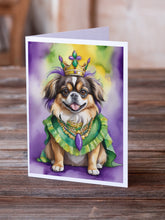 Load image into Gallery viewer, Tibetan Spaniel King of Mardi Gras Greeting Cards - Blank Note Cards – 8-Pack of Artist-Designed Cards with Envelopes