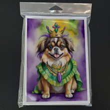 Load image into Gallery viewer, Tibetan Spaniel King of Mardi Gras Greeting Cards - Blank Note Cards – 8-Pack of Artist-Designed Cards with Envelopes