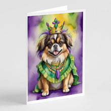 Load image into Gallery viewer, Tibetan Spaniel King of Mardi Gras Greeting Cards - Blank Note Cards – 8-Pack of Artist-Designed Cards with Envelopes