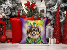 Load image into Gallery viewer, Tibetan Spaniel King of Mardi Gras Throw Pillow - 14x14 Decorative Pillow – Art for Your Home &amp; Patio