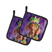 Load image into Gallery viewer, Vizsla King of Mardi Gras Pot Holders - Set of 2 Decorative Kitchen Helpers | Made in the USA