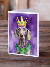 Load image into Gallery viewer, Weimaraner King of Mardi Gras Greeting Cards - Blank Note Cards – 8-Pack of Artist-Designed Cards with Envelopes