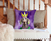 Load image into Gallery viewer, Weimaraner King of Mardi Gras Throw Pillow - 14x14 Decorative Pillow – Art for Your Home &amp; Patio