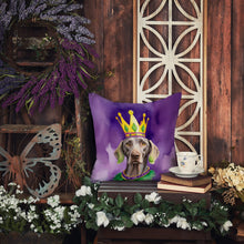 Load image into Gallery viewer, Weimaraner King of Mardi Gras Throw Pillow - 14x14 Decorative Pillow – Art for Your Home &amp; Patio