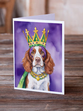 Load image into Gallery viewer, Welsh Springer Spaniel King of Mardi Gras Greeting Cards - Blank Note Cards – 8-Pack of Artist-Designed Cards with Envelopes