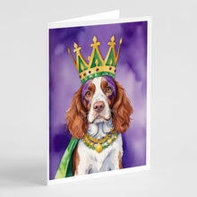 Load image into Gallery viewer, Welsh Springer Spaniel King of Mardi Gras Greeting Cards - Blank Note Cards – 8-Pack of Artist-Designed Cards with Envelopes
