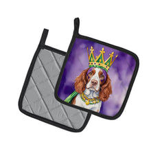 Load image into Gallery viewer, Welsh Springer Spaniel King of Mardi Gras Pot Holders - Set of 2 Decorative Kitchen Helpers | Made in the USA