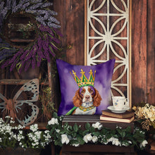 Load image into Gallery viewer, Welsh Springer Spaniel King of Mardi Gras Throw Pillow - 14x14 Decorative Pillow – Art for Your Home &amp; Patio
