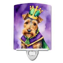 Load image into Gallery viewer, Welsh Terrier King of Mardi Gras Ceramic Night Light