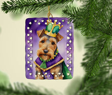 Load image into Gallery viewer, Welsh Terrier King of Mardi Gras Porcelain Ornament