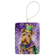 Load image into Gallery viewer, Welsh Terrier King of Mardi Gras Porcelain Ornament
