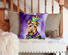Load image into Gallery viewer, Welsh Terrier King of Mardi Gras Throw Pillow - 14x14 Decorative Pillow – Art for Your Home &amp; Patio