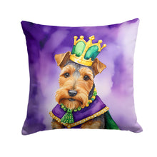 Load image into Gallery viewer, Welsh Terrier King of Mardi Gras Throw Pillow - 14x14 Decorative Pillow – Art for Your Home &amp; Patio