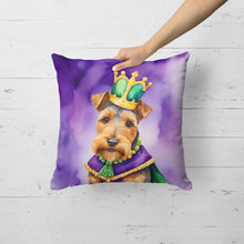 Load image into Gallery viewer, Welsh Terrier King of Mardi Gras Throw Pillow
