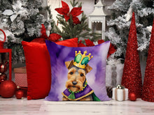 Load image into Gallery viewer, Welsh Terrier King of Mardi Gras Throw Pillow