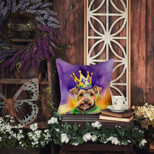 Load image into Gallery viewer, Welsh Terrier King of Mardi Gras Throw Pillow - 14x14 Decorative Pillow – Art for Your Home &amp; Patio