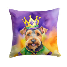 Load image into Gallery viewer, Welsh Terrier King of Mardi Gras Throw Pillow - 14x14 Decorative Pillow – Art for Your Home &amp; Patio
