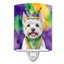 Load image into Gallery viewer, Westie King of Mardi Gras Ceramic Night Light