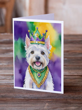 Load image into Gallery viewer, Westie King of Mardi Gras Greeting Cards - Blank Note Cards – 8-Pack of Artist-Designed Cards with Envelopes