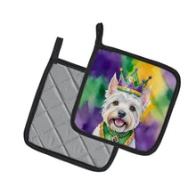 Load image into Gallery viewer, Westie King of Mardi Gras Pot Holders - Set of 2 Decorative Kitchen Helpers | Made in the USA