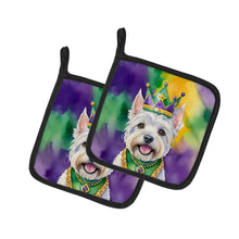 Load image into Gallery viewer, Westie King of Mardi Gras Pot Holders - Set of 2 Decorative Kitchen Helpers | Made in the USA