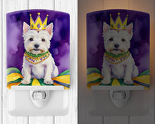 Load image into Gallery viewer, Westie King of Mardi Gras Ceramic Night Light