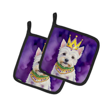 Load image into Gallery viewer, Westie King of Mardi Gras Pot Holders - Set of 2 Decorative Kitchen Helpers | Made in the USA