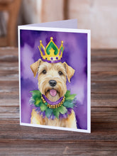 Load image into Gallery viewer, Wheaten Terrier King of Mardi Gras Greeting Cards - Blank Note Cards – 8-Pack of Artist-Designed Cards with Envelopes